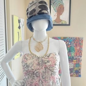 Funky freyed hobo african denim, jean hat,Handmade one size small medium fit